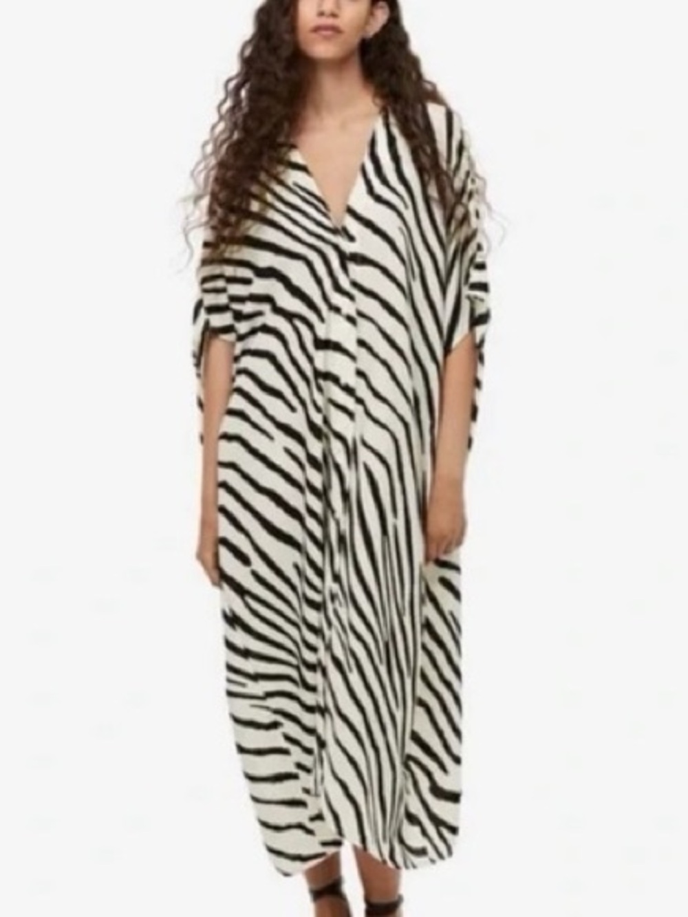 H&M| Breezy Zebra Kaftan Lightweight Oversized Black & White Sz XS/S